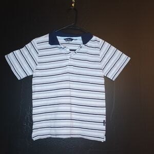 Ben Sherman White Polo with Navy & Light Blue Stripes